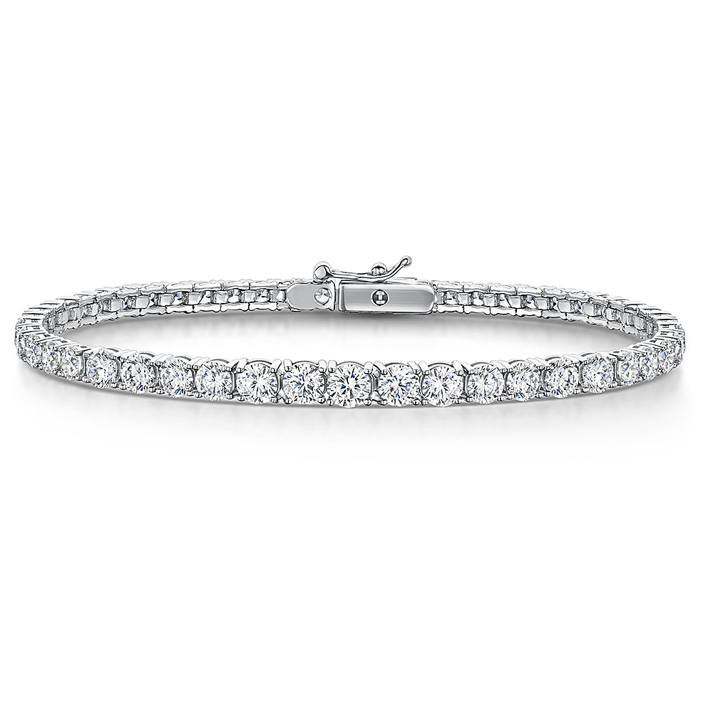Sterling Silver Tennis Line Bracelet 3 & 4.5 mm Cubic Zirconia Stones