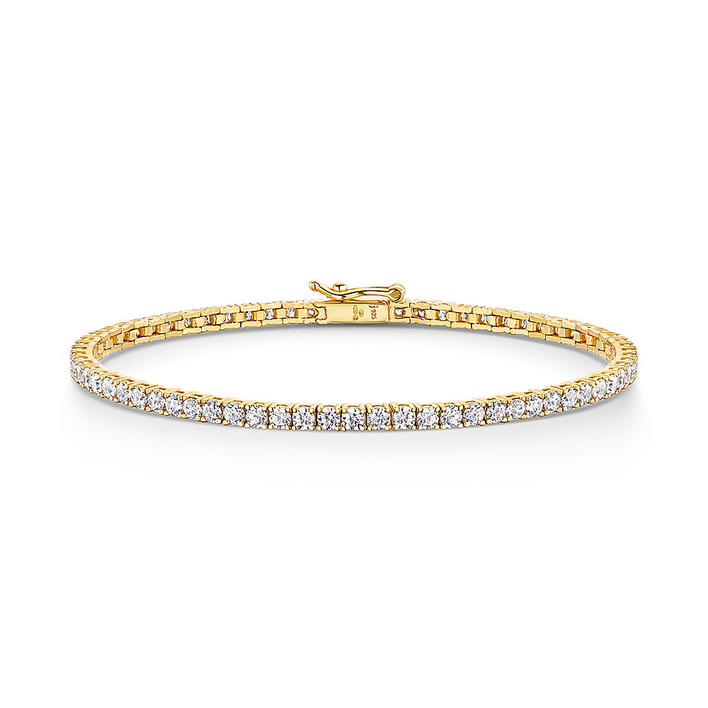 Yellow Gold Tennis Bracelet Set With 2.5 mm Cubic Zirconia's-JOOLS by Jenny Brown