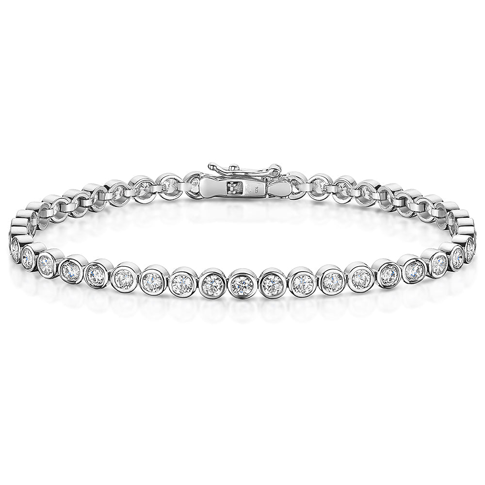 Sterling Silver 6 Carat Rubover Cubic Zirconia Bracelet