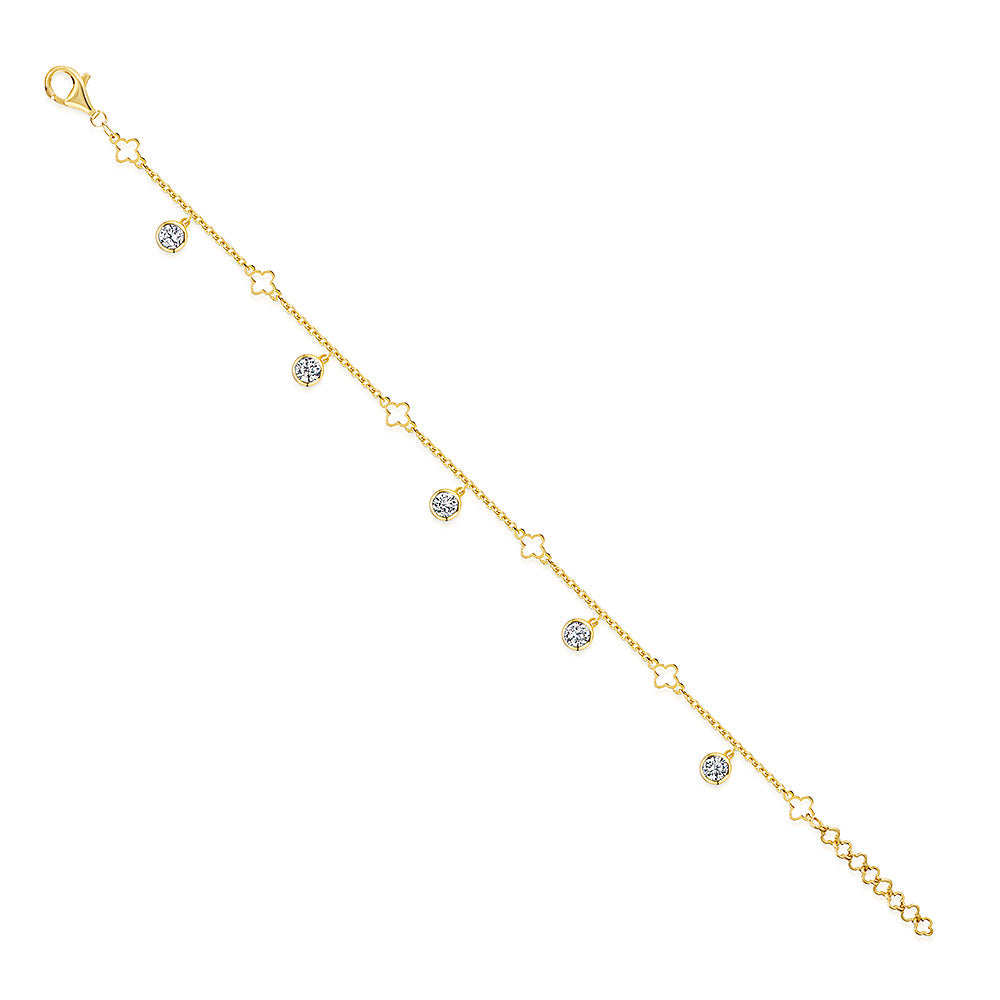 Yellow Gold Clover Charm Bracelet