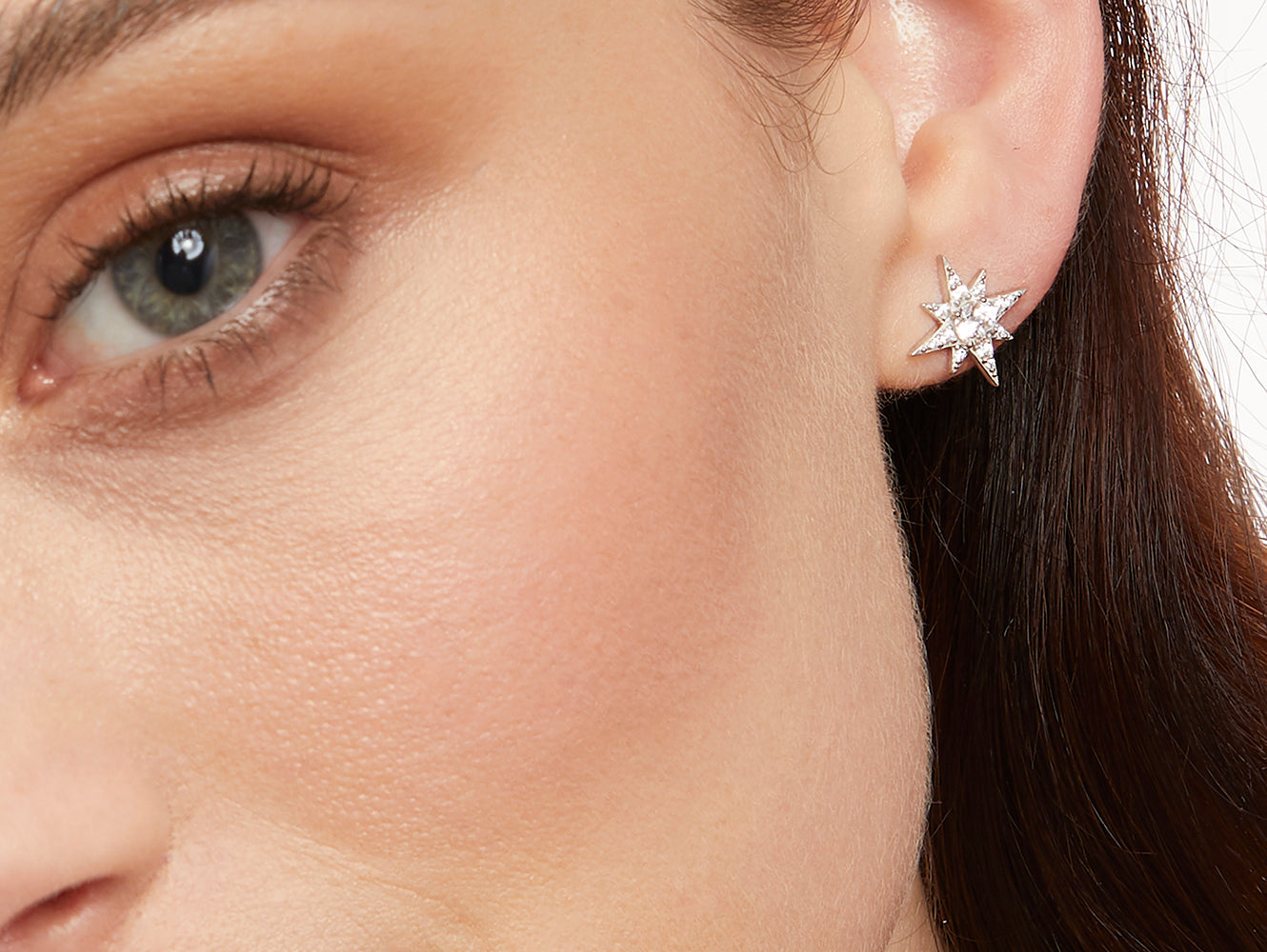 Sterling Silver Cubic Zirconia North Star Earrings