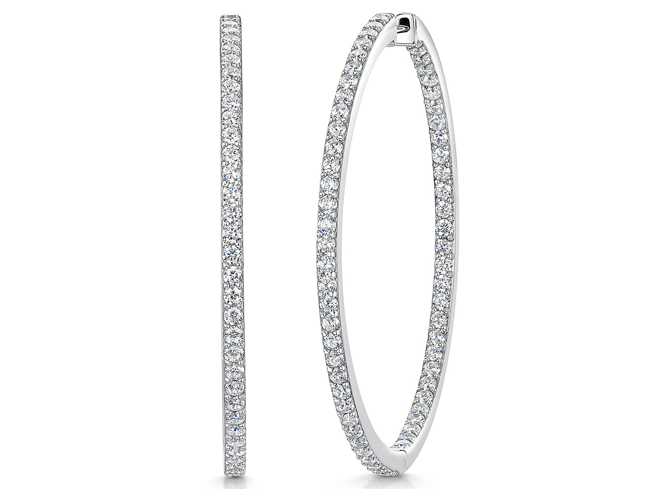 Sterling Silver Extra Large Hoop Cubic Zirconia Earrings