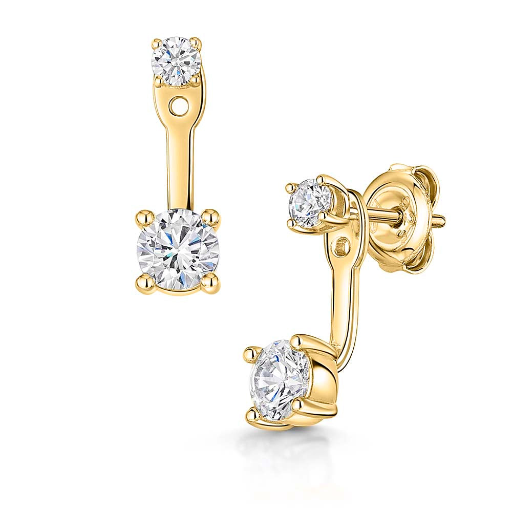 Gold Vermeil Solitaire Jacket Earrings