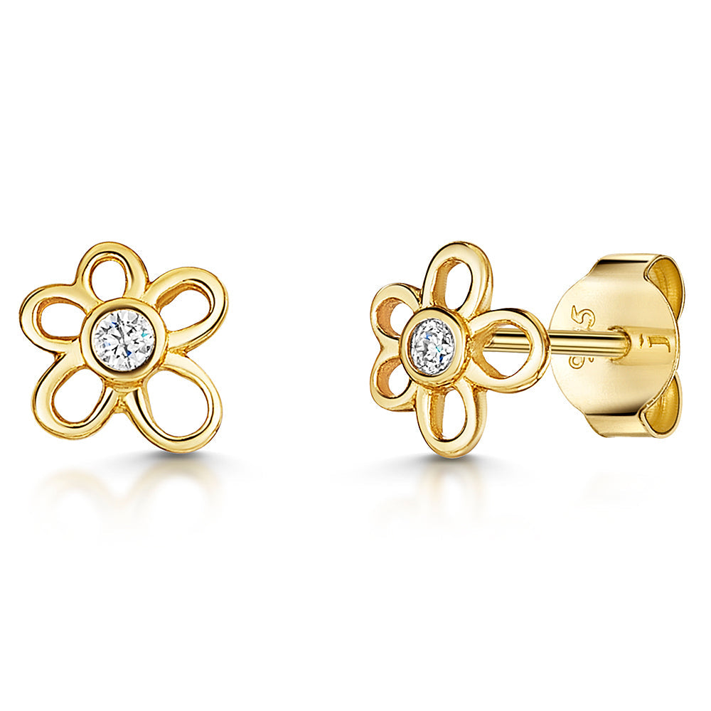 Gold Vermeil Small Flower Outline Earrings