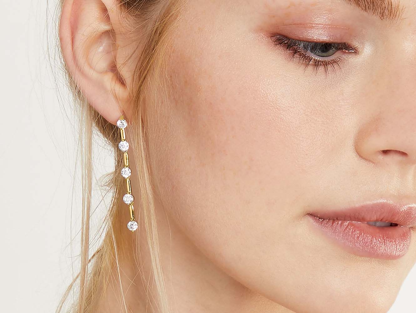 Gold Vermeil Five Stone Drop Earrings