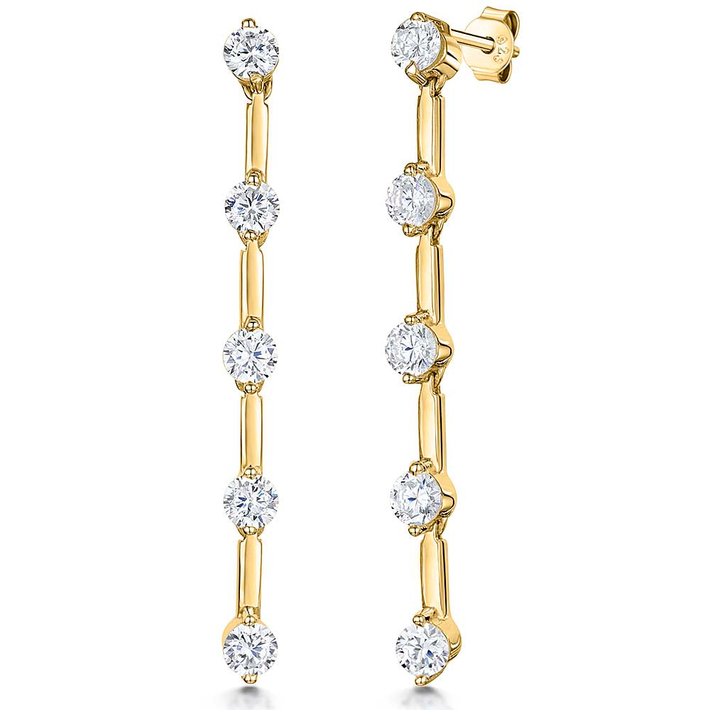 Gold Vermeil Five Stone Drop Earrings