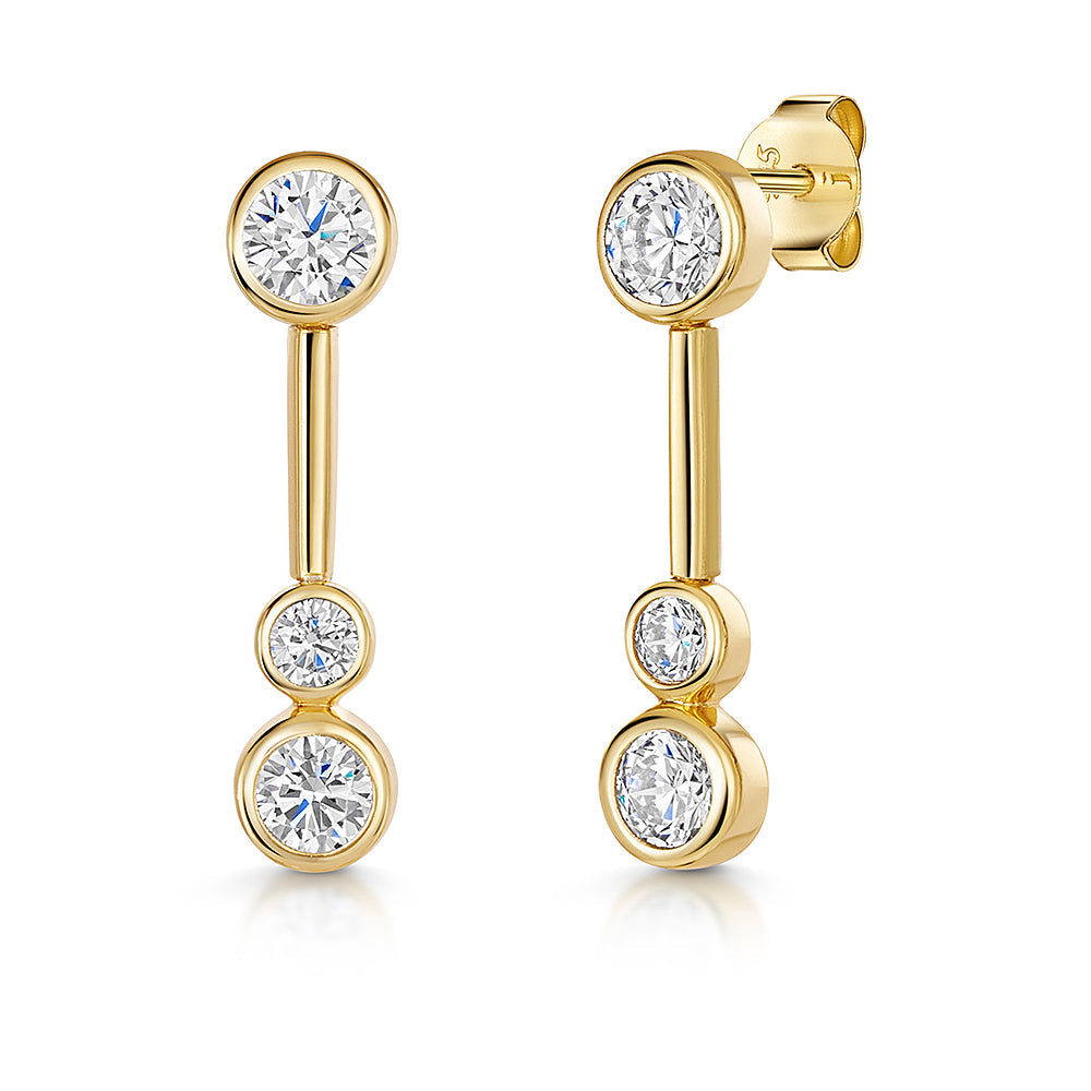 Gold VermeilThree Stone Drop Bubble Earrings