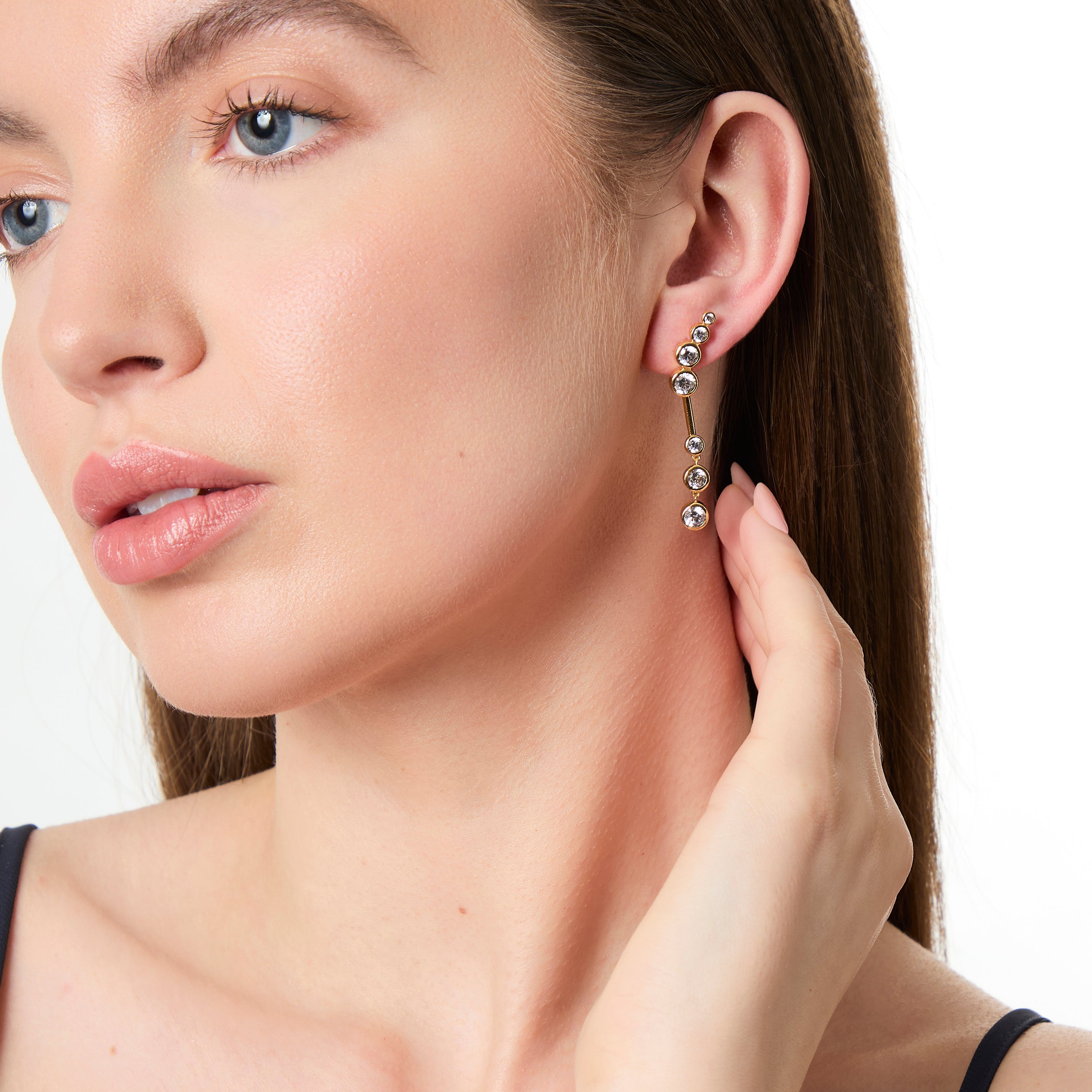 Gold Vermeil 7 Stone Bubble Earrings