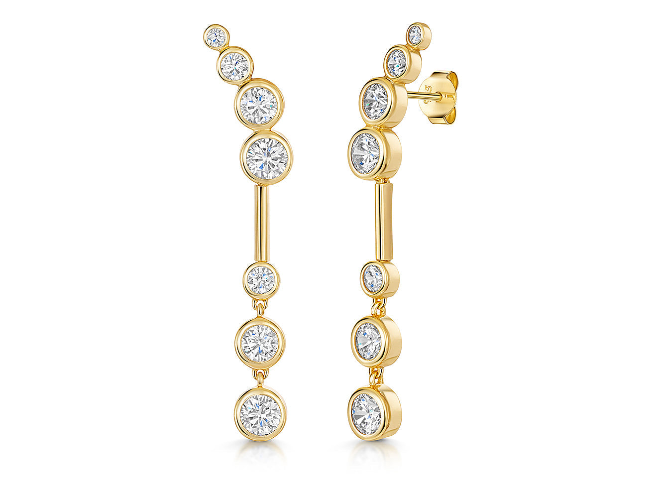Gold Vermeil 7 Stone Bubble Earrings