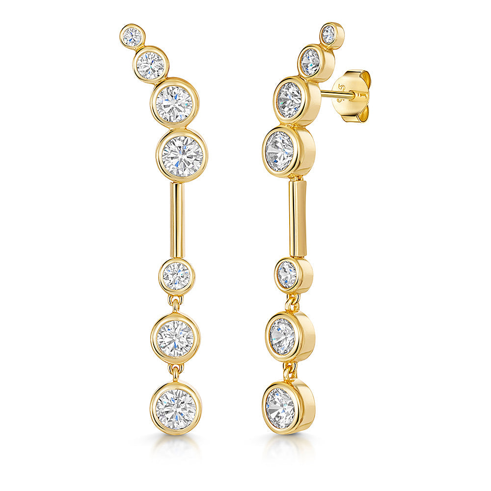 Gold Vermeil 7 Stone Bubble Earrings