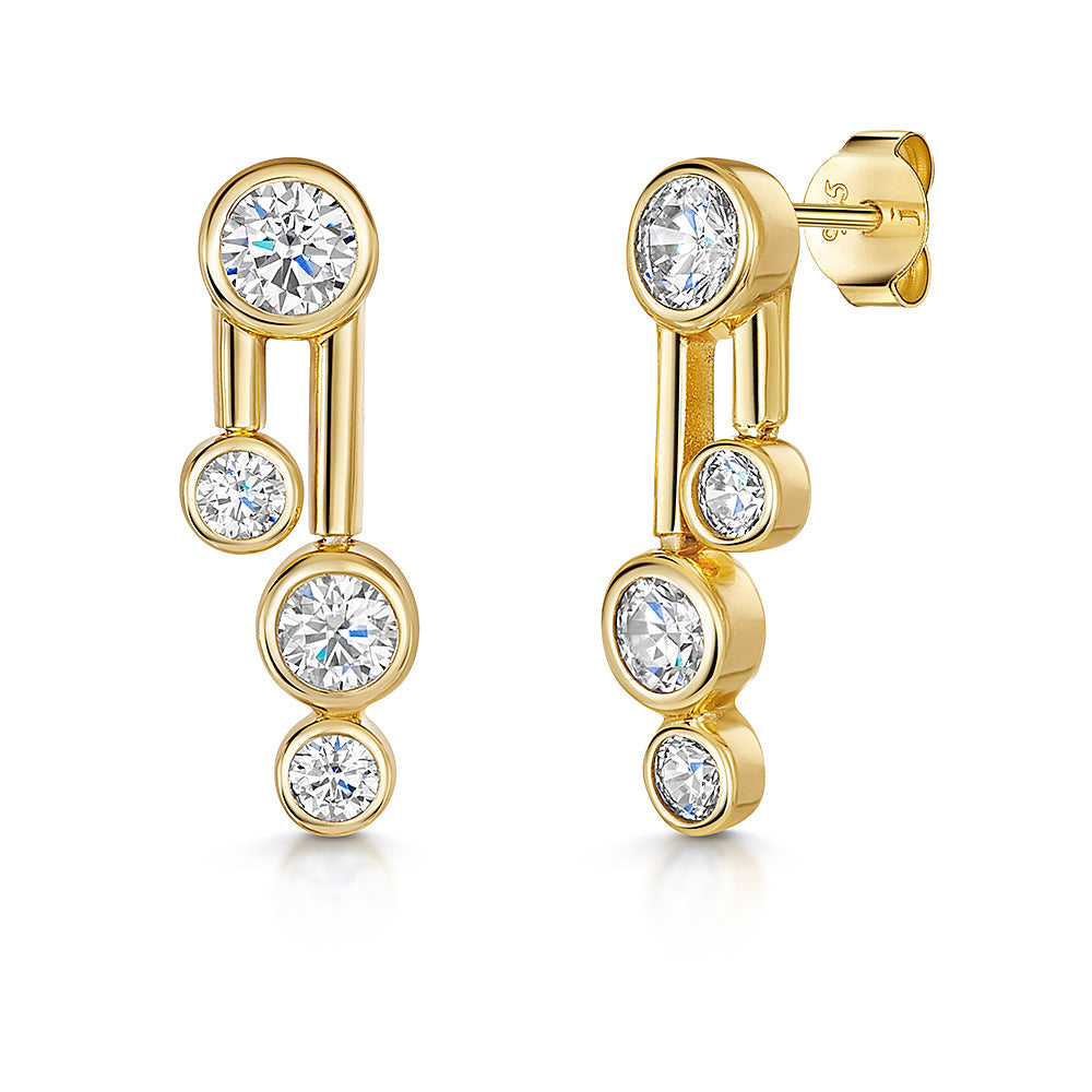Gold Vermeil 4 Stone Bubble Drop Bubble Earrings
