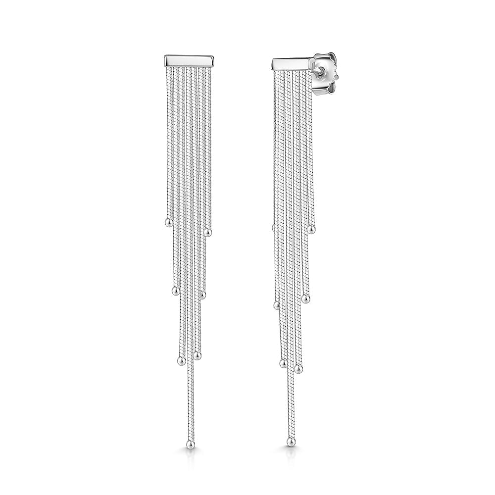 Sterling Silver Stranded Chain Drop Earrings