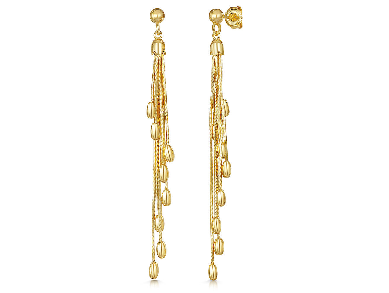 Yellow Gold Tassel Drop Earrings