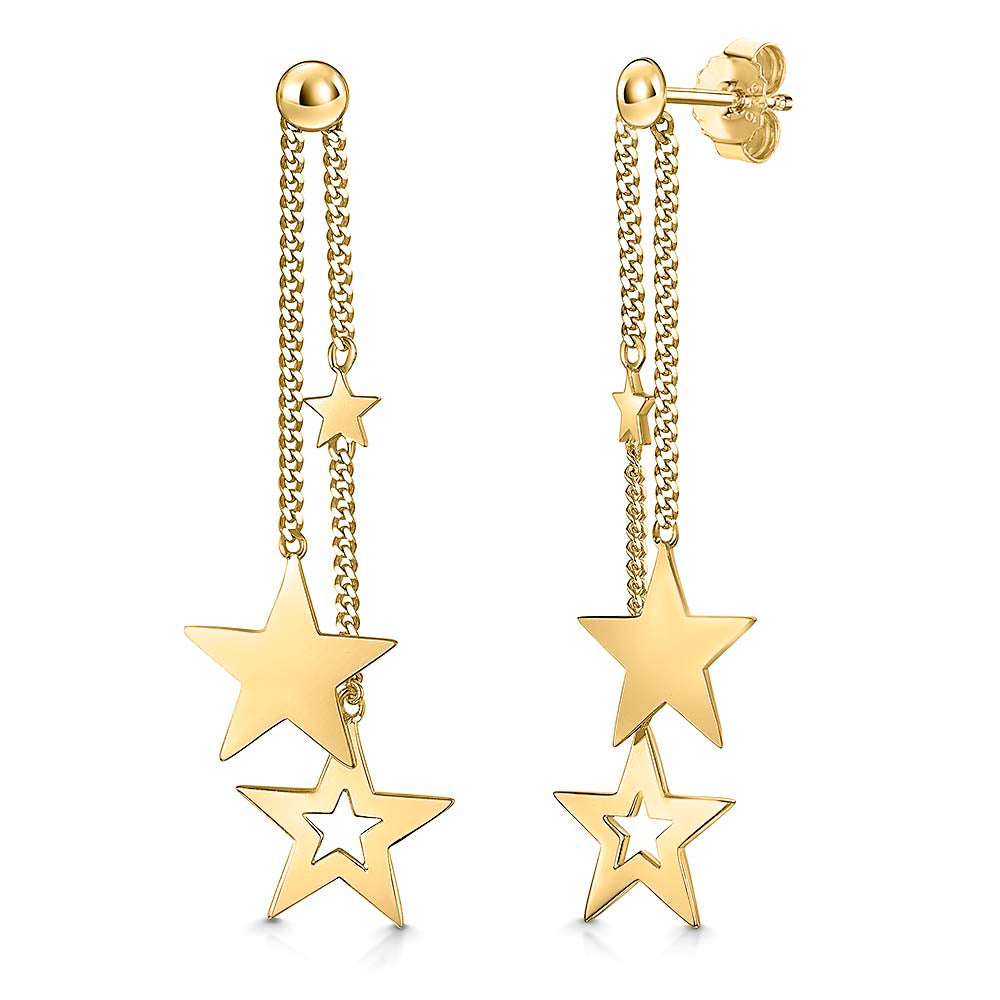 Gold Vermeil Star Drop Chain Earrings
