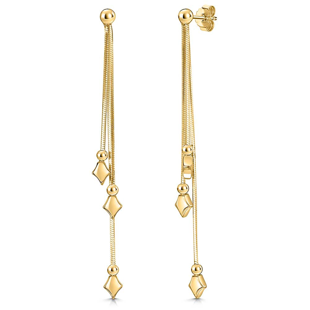 Yellow Gold Vermeil Earrings With Dangling Geometric Shapes