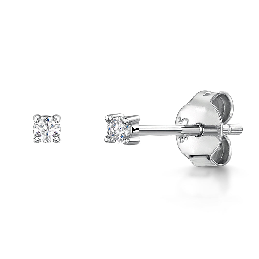 Sterling Silver Solitaire Cubic Zirconia Stud Earrings
