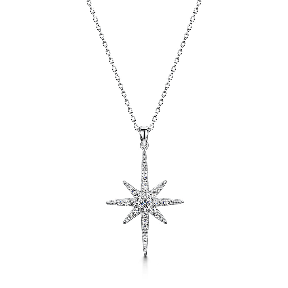 Sterling Silver Small North Star Necklace