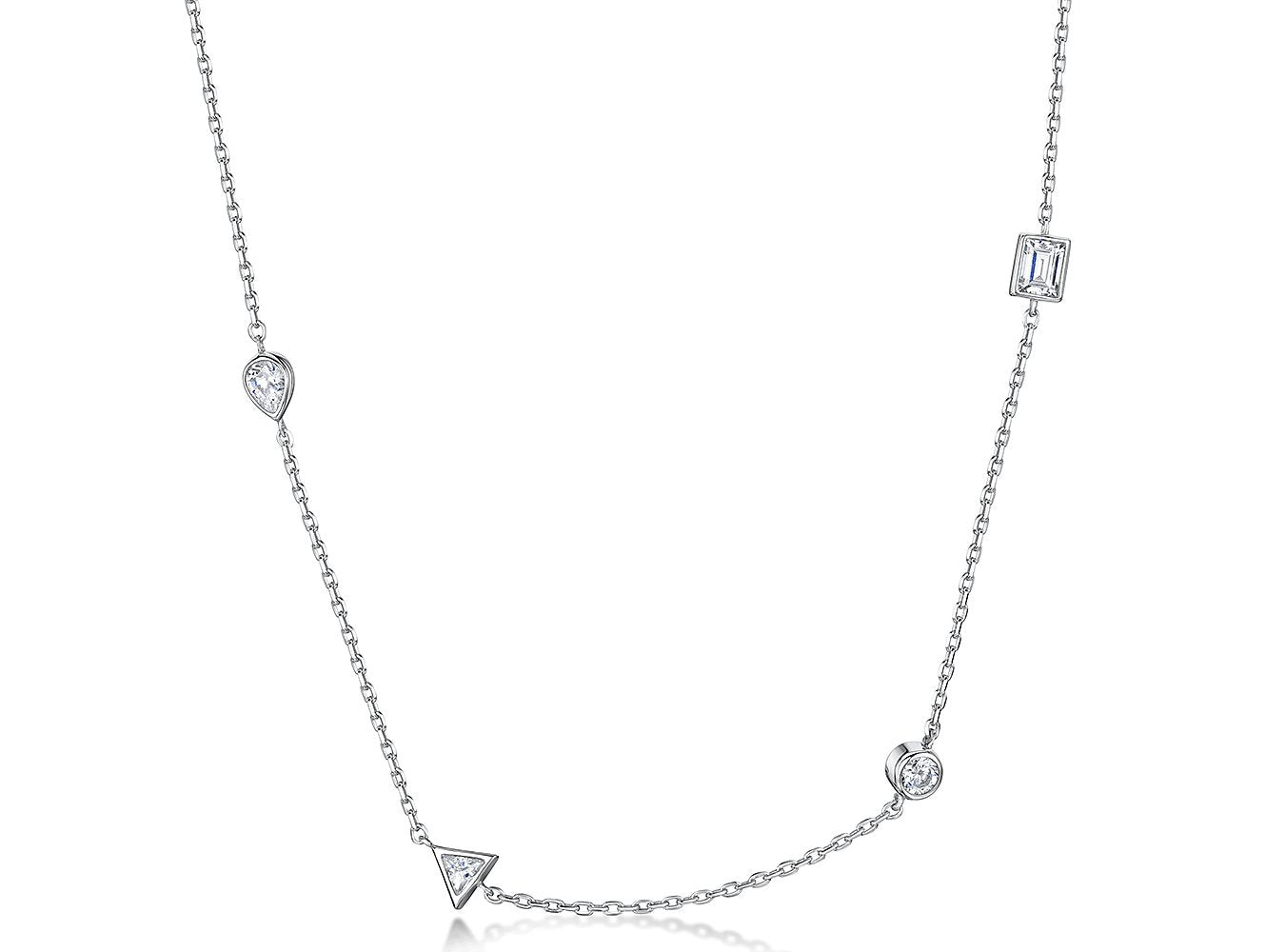 Sterling Silver 4 Stone Full Cubic Zirconia Necklace