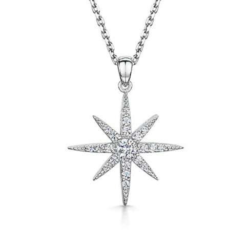 Sterling Silver Small North Star Necklace