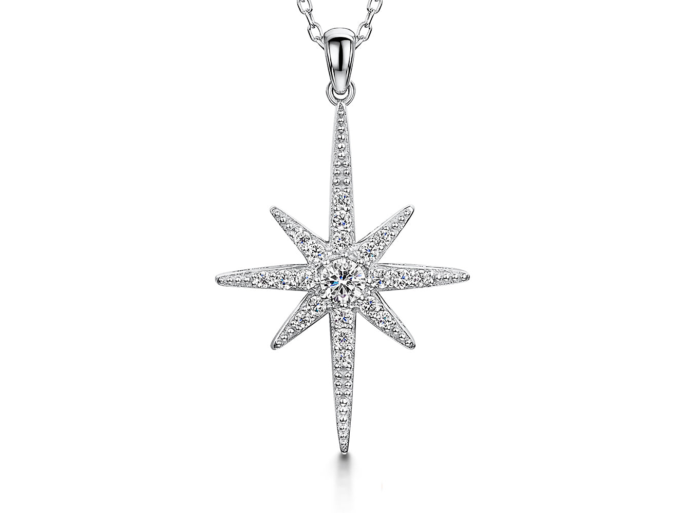 Sterling Silver Small North Star Necklace