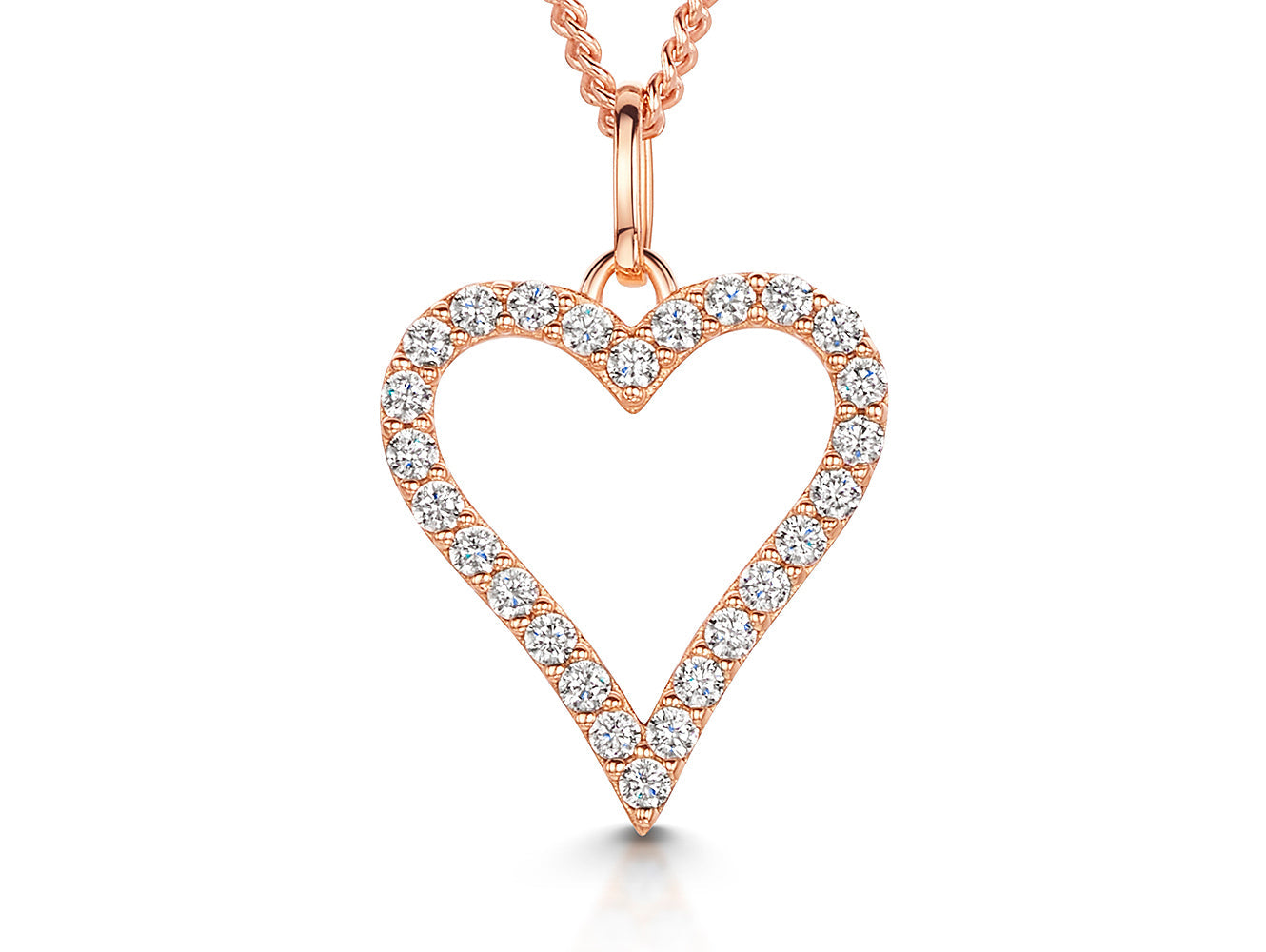 Rose Gold Heart Set With Cubic Zirconia Surround