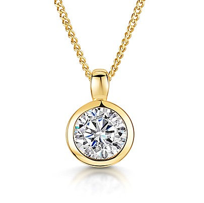 18ct Yellow Gold Vermeil Solitaire Necklace - 1ct CZ