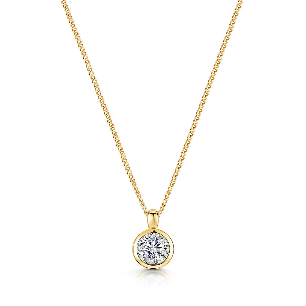 18ct Yellow Gold Vermeil Solitaire Necklace - 1ct CZ