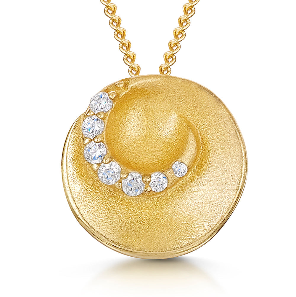 Yellow Gold Satin Swirl Pendant