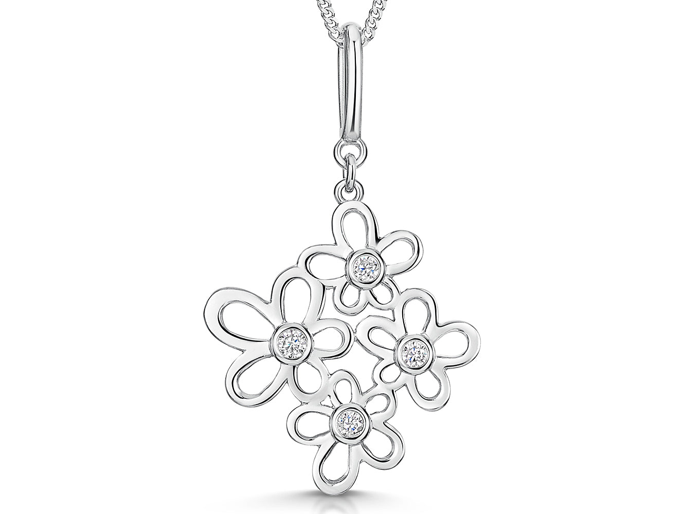 Sterling Silver Multi Flower Pendant