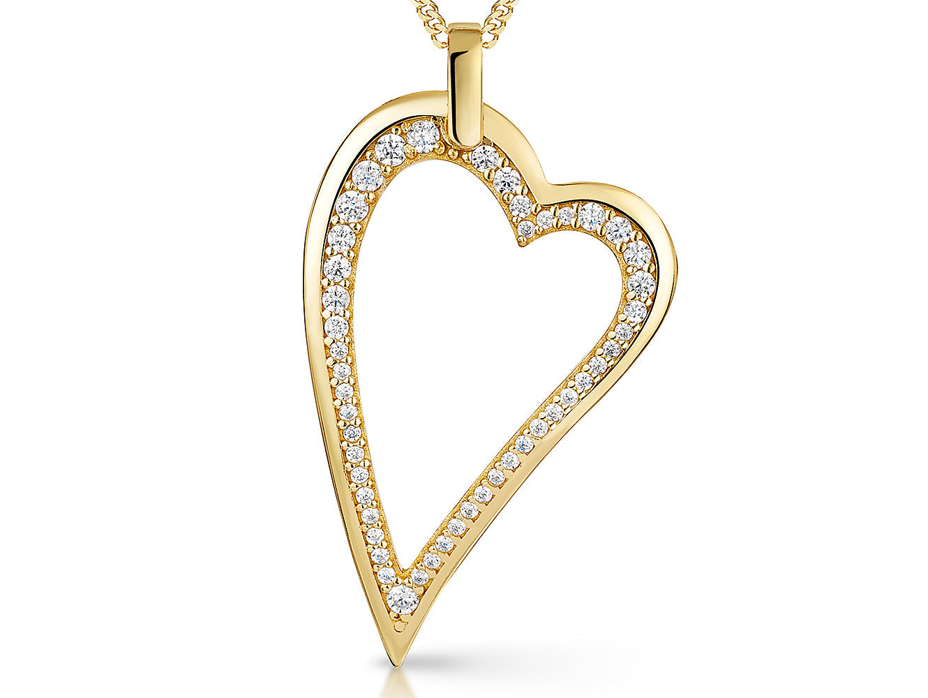 Yellow Gold Small Dali Heart Cubic Zirconia Pendant