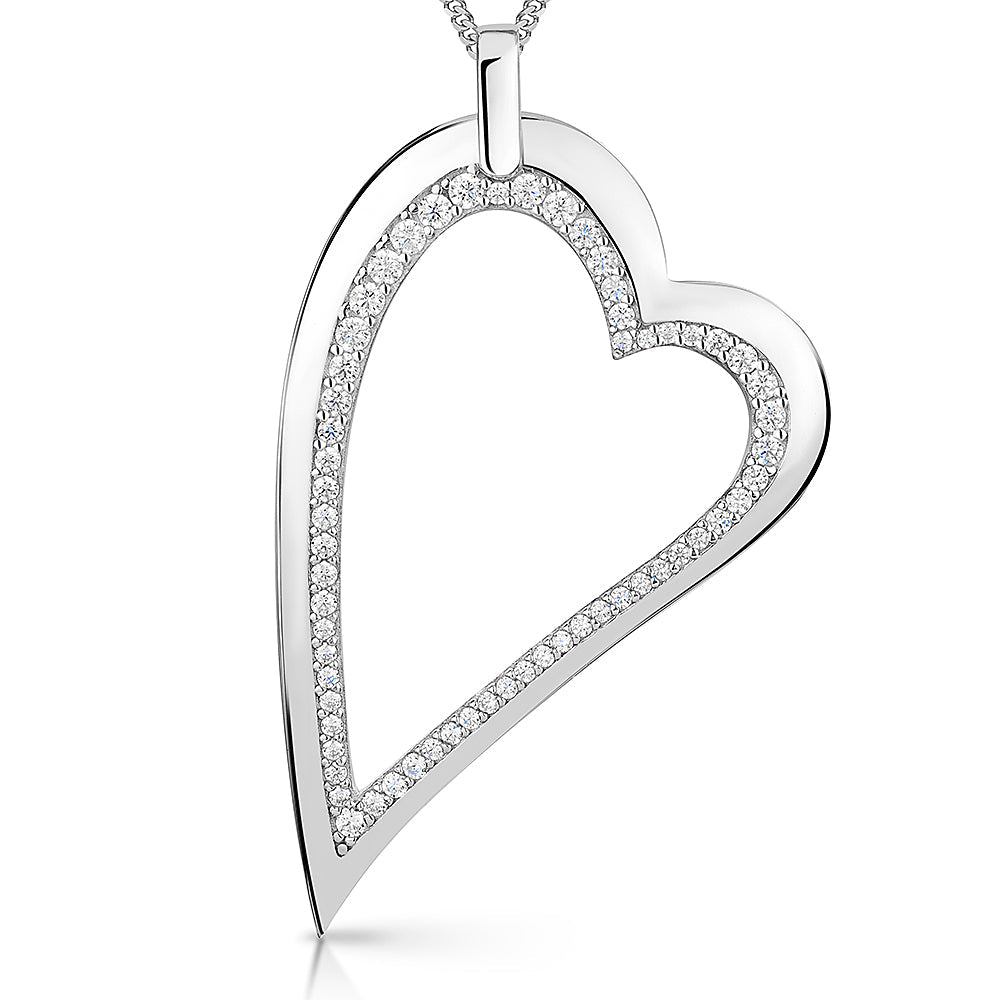 Sterling Silver Dali Heart Trimmed With Cubic Zirconias