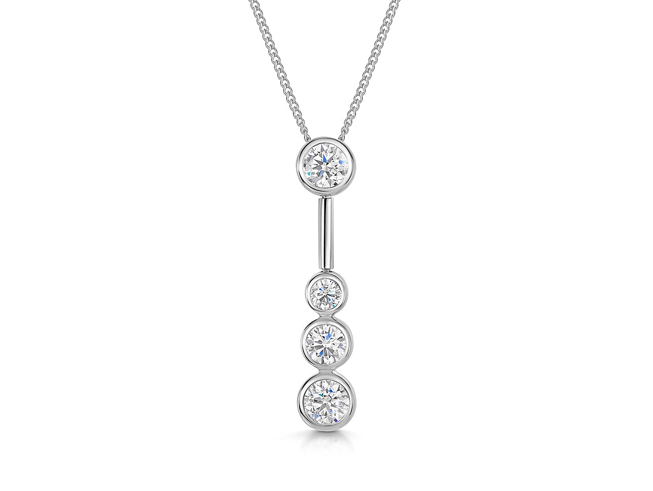 Sterling Silver Four Stone Drop Bubble Pendant