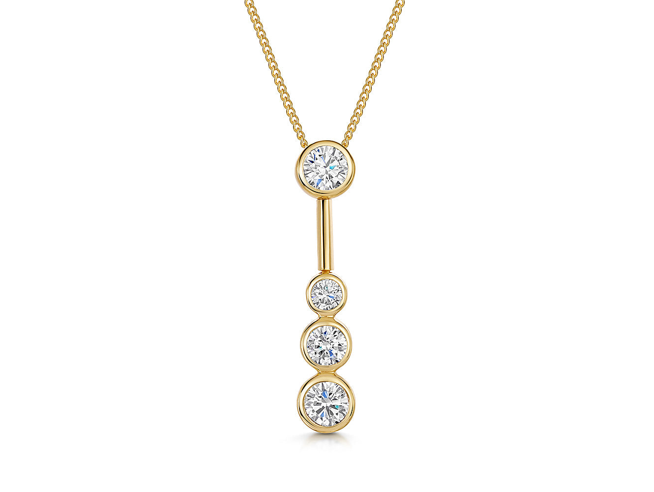 Yellow Gold Four Stone Drop Bubble Pendant - JOOLS By Jenny Brown