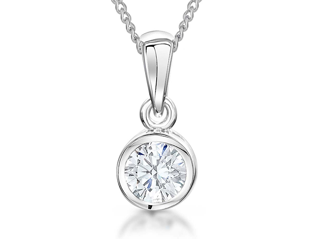 Sterling Silver Quarter Carat Rubover Solitaire Pendant
