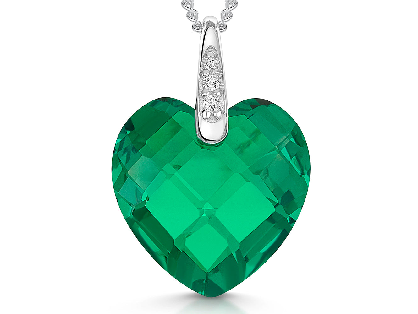Sterling Silver Faceted Heart Zirconia Necklace