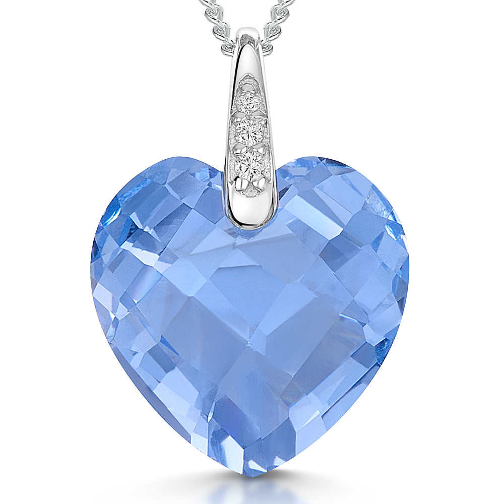 Sterling Silver Faceted Heart Zirconia Necklace