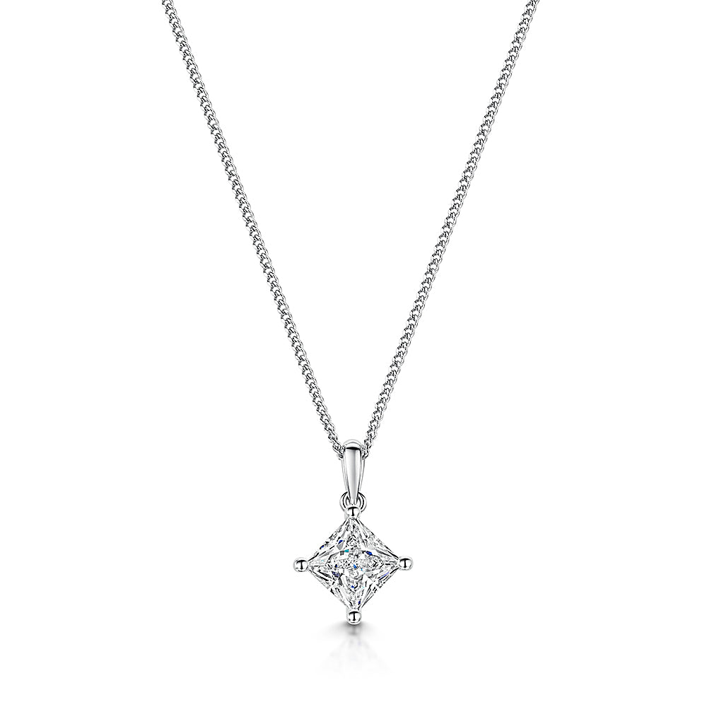 Sterling Silver 1.25 Carat Square Cubic Zirconia Pendant
