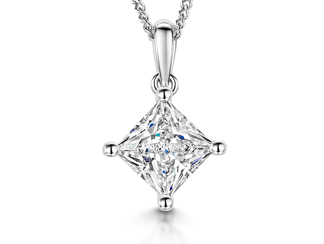 Sterling Silver 1.25 Carat Square Cubic Zirconia Pendant