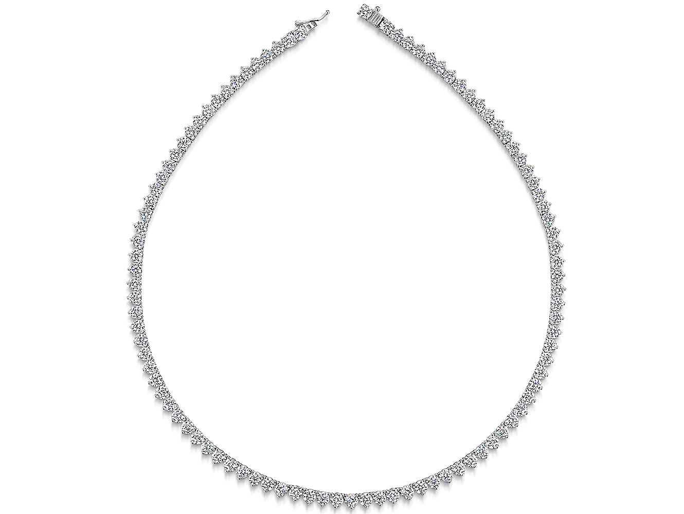 A sterling silver tennis necklace with cubic zirconia stones set in a 3 claw setting-JOOLS by Jenny Brown