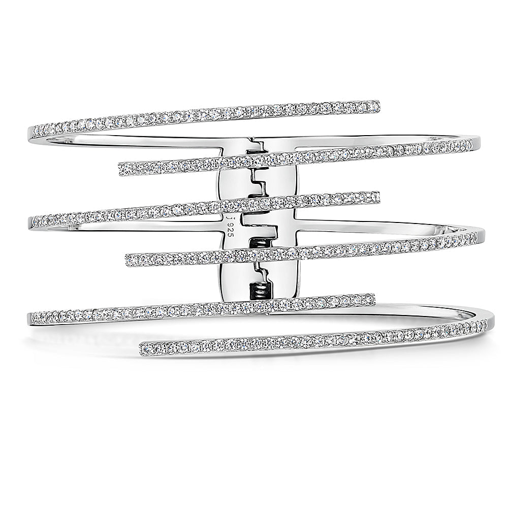 Sterling Silver Overlapping Strand Cuff Bangle