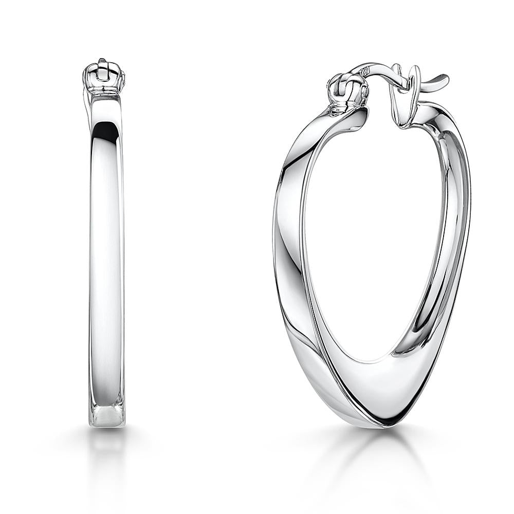 Sterling Silver Solid Heart Hoop Earrings