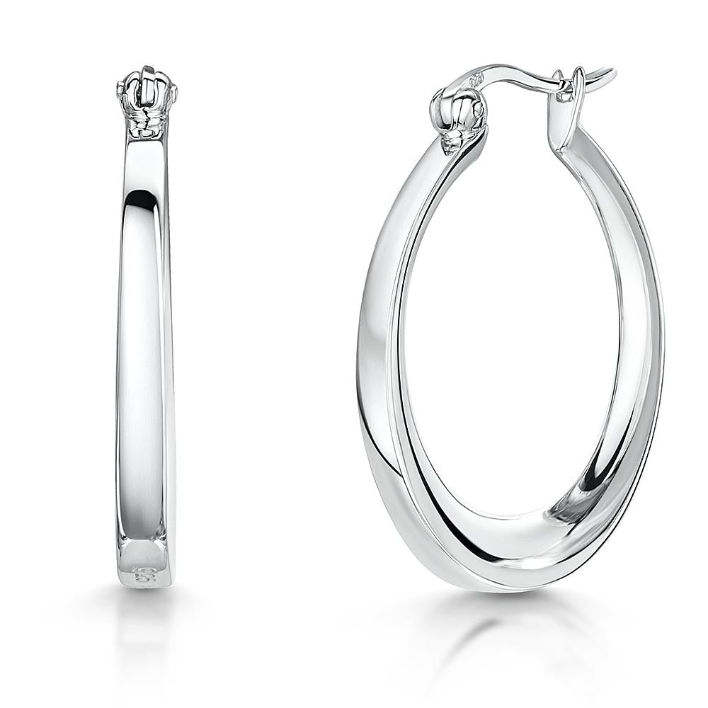 Sterling Silver Solid Classic Oval Oval Hoop Earrings