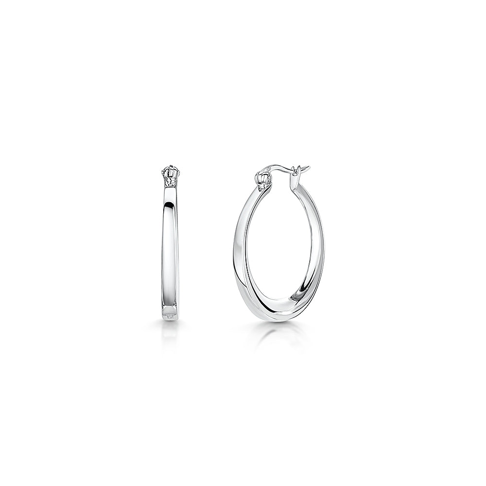 Sterling Silver Solid Classic Oval Oval Hoop Earrings