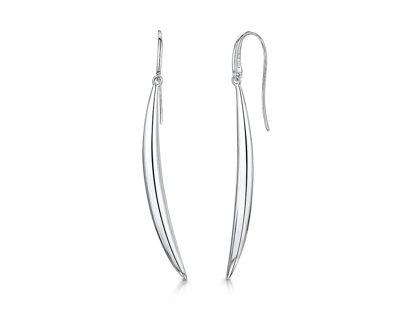 Sterling Silver Long Elegant Curve Earrings