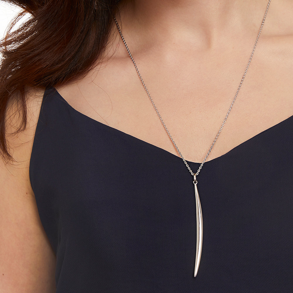 Sterling Silver Long Elegant Curve Necklace