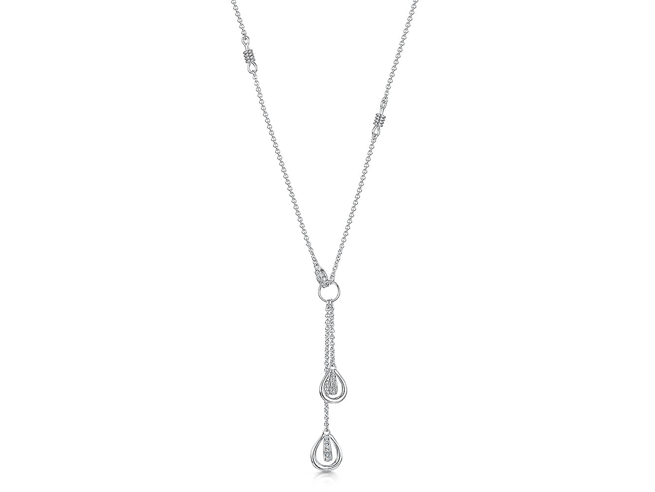 Sterling Silver Drop Necklace Art Deco Style