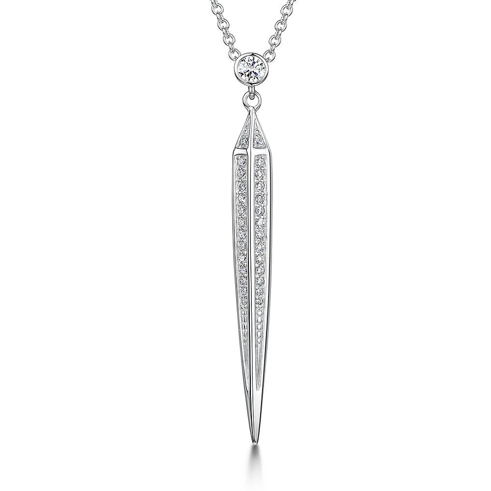 Sterling Silver Triangle Drop Cubic Zirconia Necklace