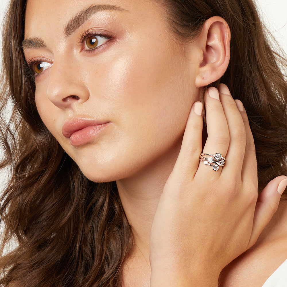 925 Sterling Silver 5 Stone Bubble Bezel Ring | Premium Cubic Zirconia