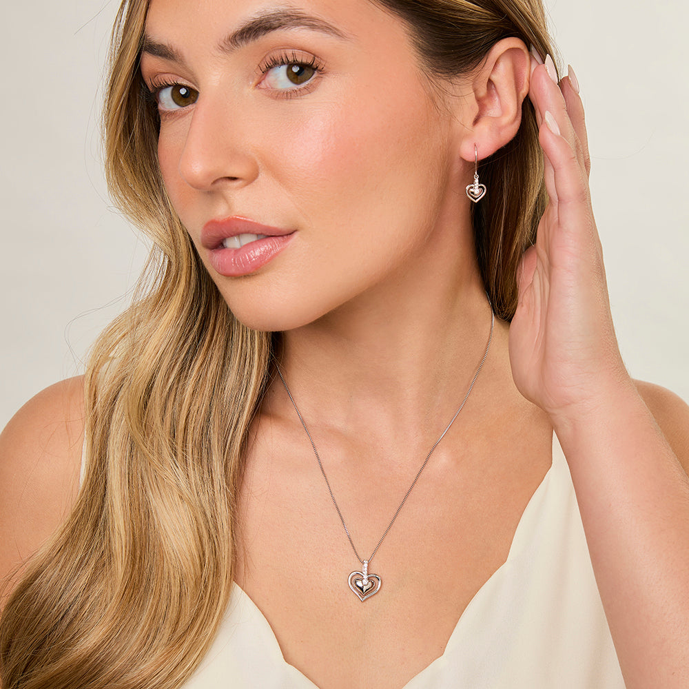 Sterling Silver Open Heart Drop Earrings