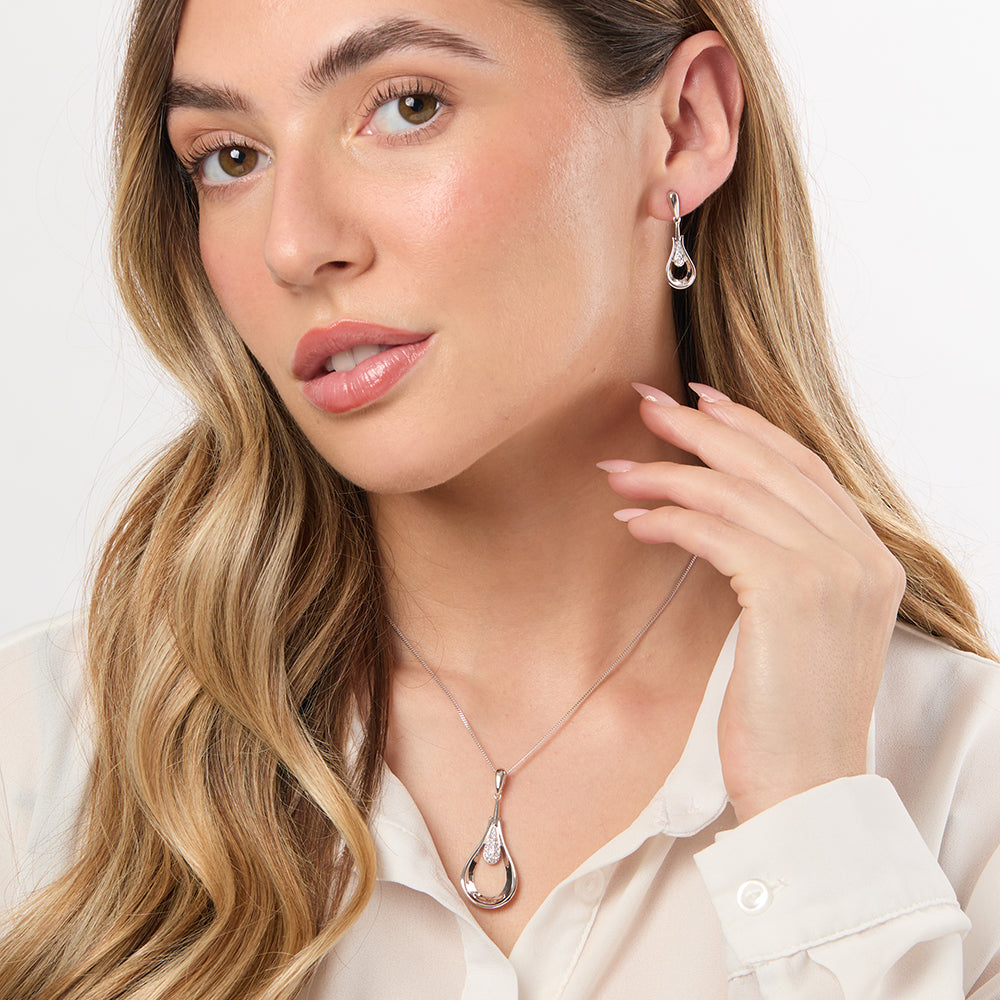 Sterling Silver Open Peardrop Earrings